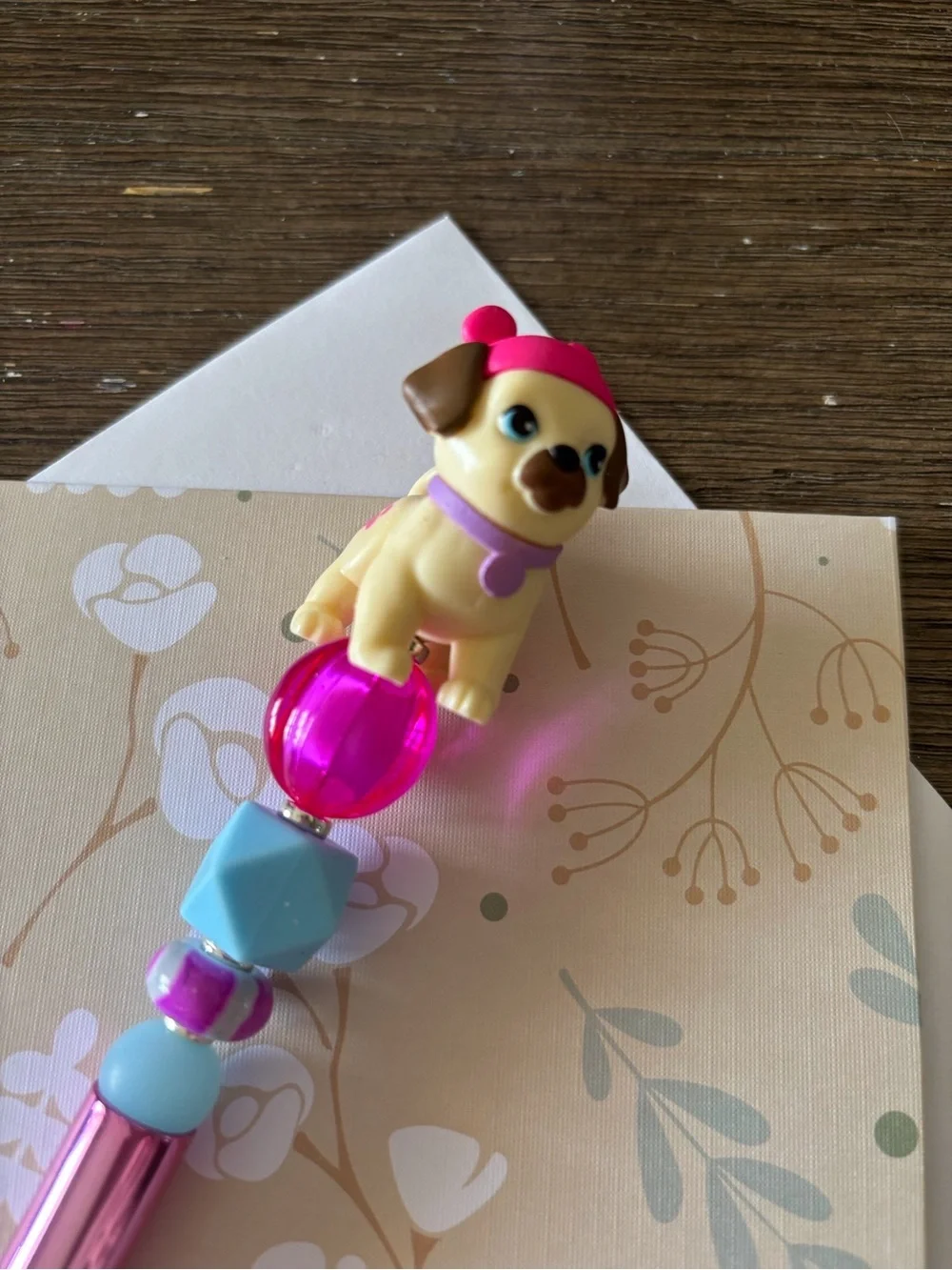 Barbie pug pet dog handmade beaded pen
